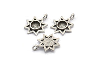 Gümüş Yıldız Charm, 1 Halkalı 4 Antik Gümüş Kaplamalı Pirinç Yıldız Charm - Ped Boyutu 6 mm (21x17 mm) N2071 H1472