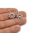 Silver Star Charm, 4 Antique Silver Plated Brass Star Charms With 1 Loop - Pad Size 6mm (21x17mm) N2071 H1472