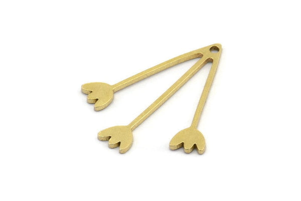 Brass Flower Charm, 12 Raw Brass Lotus Flower Charms With 1 Hole, Charm Pendants (30x28x1mm) A3078