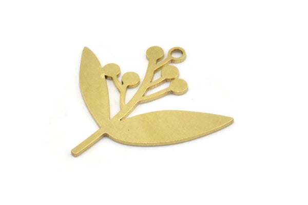 Brass Flower Charm, 6 Raw Brass Lily Flower Charms With 1 Hole, Charm Pendants (37x36x1mm) A3075