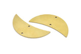 Brass Moon Charm, 4 Raw Brass Crescent Moon Charms With 2 Holes (46x17x1mm) A3065