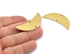 Brass Moon Charm, 4 Raw Brass Crescent Moon Charms With 2 Holes (46x17x1mm) A3065