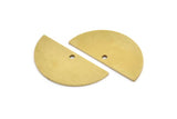 Semi Circle Charm, 4 Raw Brass Half Moon Charms With 1 Hole (34x17x1mm) A3069