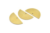 Semi Circle Charm, 4 Raw Brass Half Moon Charms With 1 Hole (34x17x1mm) A3069