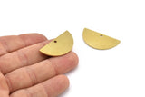 Semi Circle Charm, 4 Raw Brass Half Moon Charms With 1 Hole (34x17x1mm) A3069
