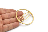 Brass Circle Charm, 4 Raw Brass Circle Charms With 1 Loop, Charm Pendants (55x53x1mm) A3064