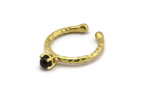 Adjustable Ring Settings - 4 Raw Brass 4 Claw Ring Blanks - Pad Size 4mm N0316