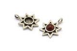 Gümüş Yıldız Charm, 1 Halkalı 4 Antik Gümüş Kaplamalı Pirinç Yıldız Charm - Ped Boyutu 6 mm (21x17 mm) N2071 H1472