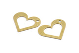 Brass Heart Charm, 8 Raw Brass Heart Charms With 1 Hole (31x27x1mm) A3061