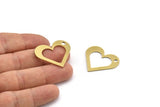 Brass Heart Charm, 8 Raw Brass Heart Charms With 1 Hole (31x27x1mm) A3061