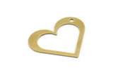 Brass Heart Charm, 6 Raw Brass Heart Charms With 1 Hole (41x36x1mm) A3060