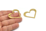Brass Heart Charm, 6 Raw Brass Heart Charms With 1 Hole (41x36x1mm) A3060