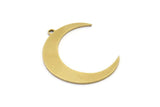 Brass Moon Charm, 6 Raw Brass Crescent Moon Charms With 1 Loop (35x7x1mm) A3072