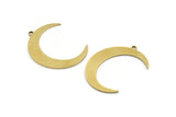 Brass Moon Charm, 6 Raw Brass Crescent Moon Charms With 1 Loop (35x7x1mm) A3072