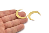 Brass Moon Charm, 6 Raw Brass Crescent Moon Charms With 1 Loop (35x7x1mm) A3072