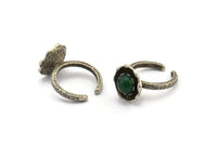 Antique Silver Ring Settings, 2 Antique Silver Plated Ring Setting with Pad Size 8mm U053 H0296
