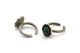 Antique Silver Ring Settings, 2 Antique Silver Plated Ring Setting with Pad Size 8mm U053 H0296