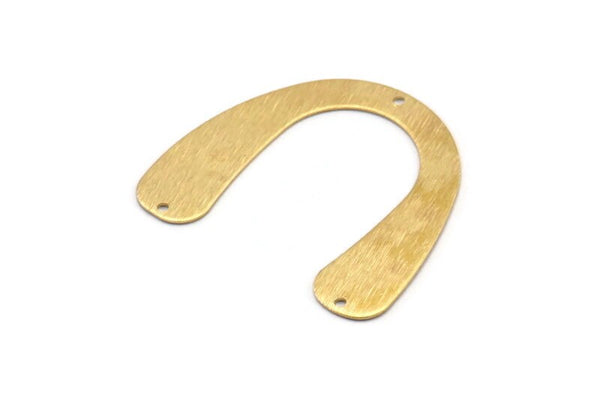 Brass Geometric Charm, 12 Raw Brass Textured U Shaped Pendants With 3 Holes, Charms, Findings (31x35x0.60mm) D898