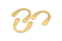 Brass Geometric Charm, 12 Raw Brass Textured U Shaped Pendants With 3 Holes, Charms, Findings (31x35x0.60mm) D898