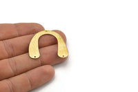 Brass Geometric Charm, 12 Raw Brass Textured U Shaped Pendants With 3 Holes, Charms, Findings (31x35x0.60mm) D898