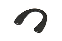Black Geometric Charm, 4 Oxidized Black Brass Textured U Shaped Pendants With 3 Holes, Charms, Findings (31x35x0.60mm) D898 S977