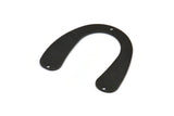 Black Geometric Charm, 4 Oxidized Black Brass Textured U Shaped Pendants With 3 Holes, Charms, Findings (31x35x0.60mm) D898 S977