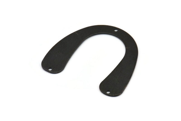 Black Geometric Charm, 4 Oxidized Black Brass Textured U Shaped Pendants With 3 Holes, Charms, Findings (31x35x0.60mm) D898 S977