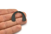 Black Geometric Charm, 4 Oxidized Black Brass Textured U Shaped Pendants With 3 Holes, Charms, Findings (31x35x0.60mm) D898 S977