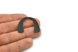 Black Geometric Charm, 4 Oxidized Black Brass Textured U Shaped Pendants With 3 Holes, Charms, Findings (31x35x0.60mm) D898 S977