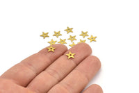 Brass Star Charm, 250 Raw Brass Tiny Star Connectors With 1 Hole, Earrings, Findings (8mm) A1179
