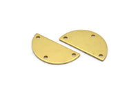 Semi Circle Pendant, 24 Raw Brass Semi Circle Blanks With 3 Holes (21x10x0.80mm) R038