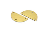 Semi Circle Pendant, 24 Raw Brass Semi Circle Blanks With 3 Holes (21x10x0.80mm) R038