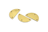 Semi Circle Pendant, 24 Raw Brass Semi Circle Blanks With 3 Holes (21x10x0.80mm) R038