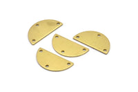 Semi Circle Pendant, 24 Raw Brass Semi Circle Blanks With 3 Holes (21x10x0.80mm) R038