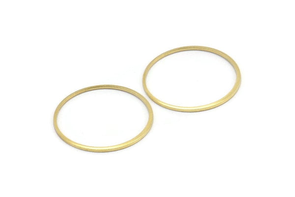 30mm Circle Connectors - 24 Raw Brass Circle Connectors (30x1x1mm) BS 1089