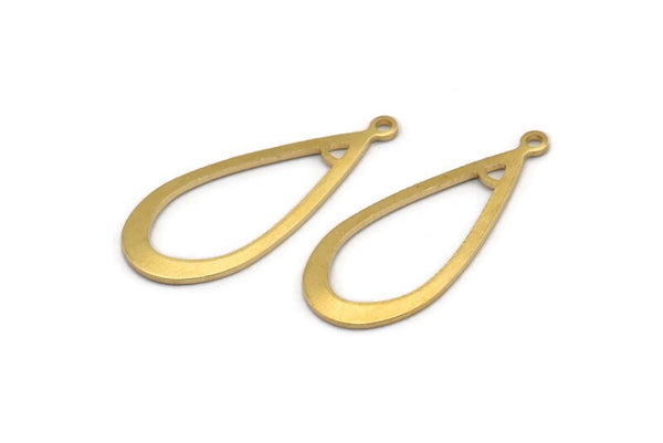 Brass Drop Charm, 24 Raw Brass Drop Charms With 1 Loop, Earrings, Findings (30x13x1mm) D1083