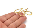 Brass Drop Charm, 24 Raw Brass Drop Charms With 1 Loop, Earrings, Findings (30x13x1mm) D1083
