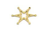 Brass Star Charm, 12 Raw Brass Star Charms With 1 Hole, Charm Pendants (27x24x1mm) A3080