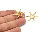 Brass Star Charm, 12 Raw Brass Star Charms With 1 Hole, Charm Pendants (27x24x1mm) A3080