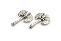 Gümüş Balta Tılsımı, Antik Gümüş Kaplama Pirinç Balta Tılsımı, 1 Halka, Küpe Parçaları, Kolye Uçları (32x22x3mm) N2111 H1561