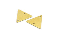 Triangle Brass Connector, 50 Raw Brass Triangle Charms With 2 Holes (12x14mm) A0016