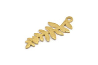 Brass Leaf Charm, 24 Raw Brass Leaf Charms With 1 Loop, Pendants, Findings (28x11x0.80mm) D1232