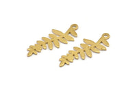 Brass Leaf Charm, 24 Raw Brass Leaf Charms With 1 Loop, Pendants, Findings (28x11x0.80mm) D1232