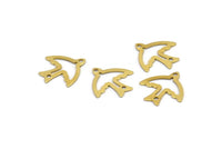 Brass Bird Connector, 100 Raw Brass Bird Connectors With 2 Holes, Charms, Findings (15mm) B0331