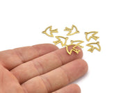 Brass Bird Connector, 100 Raw Brass Bird Connectors With 2 Holes, Charms, Findings (15mm) B0331