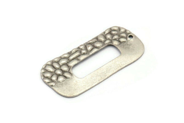Gümüş Dikdörtgen Charm, 1 Delikli 8 Antik Gümüş Kaplama Pirinç Dikdörtgen Charm, Küpeler, Bulgular (34x17x0,60 mm) D1018 H1158