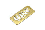 Brass Leaf Charm, 2 Raw Brass Leaf Textured Rectangle Charms With 1 Hole, Pendants (38x19mm) V100