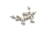 12 Antique Silver Plated Brass Ball Charms With 1 Loop (6mm) Bs-1077--N0586 H0673