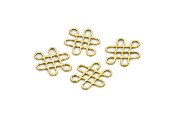 Pirinç Etnik Charm, 50 Ham Pirinç Etnik Motif Charm, Küpe Charm'ları (14x11x0,60 mm) A3099