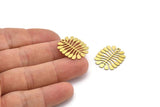 Brass Leaf Charm, 10 Raw Brass Leaf Charms With 1 Loop, Charm Pendants (22x19x0.60mm) A3095